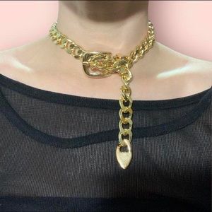 Y2K glam gold chain belt collar necklace